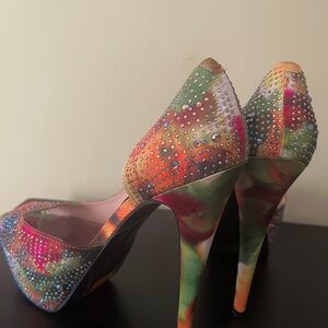 WILD PAIR Colorful Rhinestone-Embellished Women's Heels